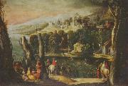 Pietro, Nicolo di Landschaft mit Damen und Reitern oil